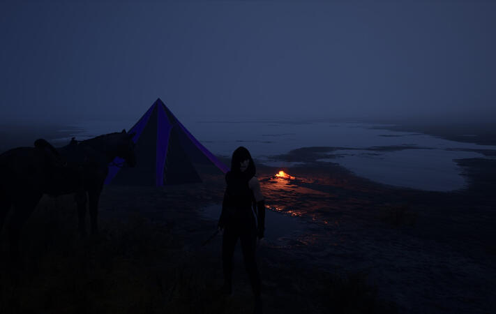 Camp in the fog